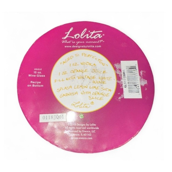 Lolita Aged to Perfection Hand Painted Wine Glass 15 oz Recipe Bottom Gift Boxed - Picture 5 of 5